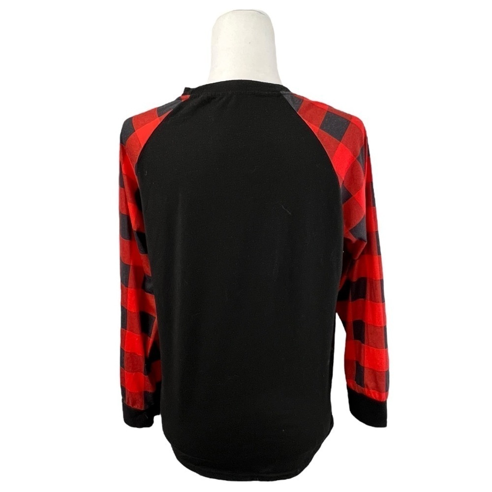 Black and Red Long Sleeve Funny Graphic Christmas Tee - Picture 3 of 9